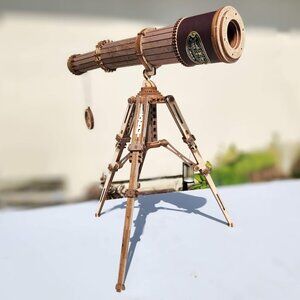 Hand-Built Wooden Telescope Decor Office Bookcase Bookshelf Decoration Desk Make
